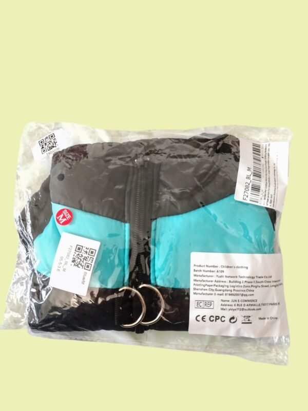 Abrigo Impermeable Perro Negro/Azul Talla M