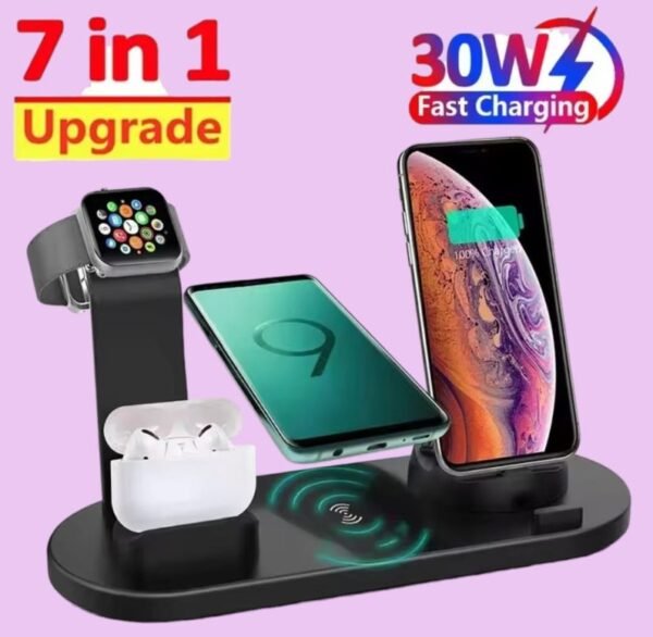 Cargador Inalambrico 7 en 1, Apple, Negro