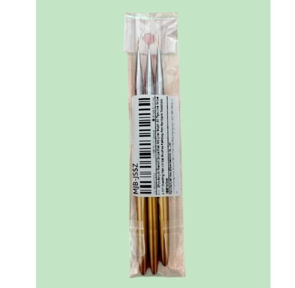 Pinceles Acrílicos Para Manicura, Dorados, 3 Unidades